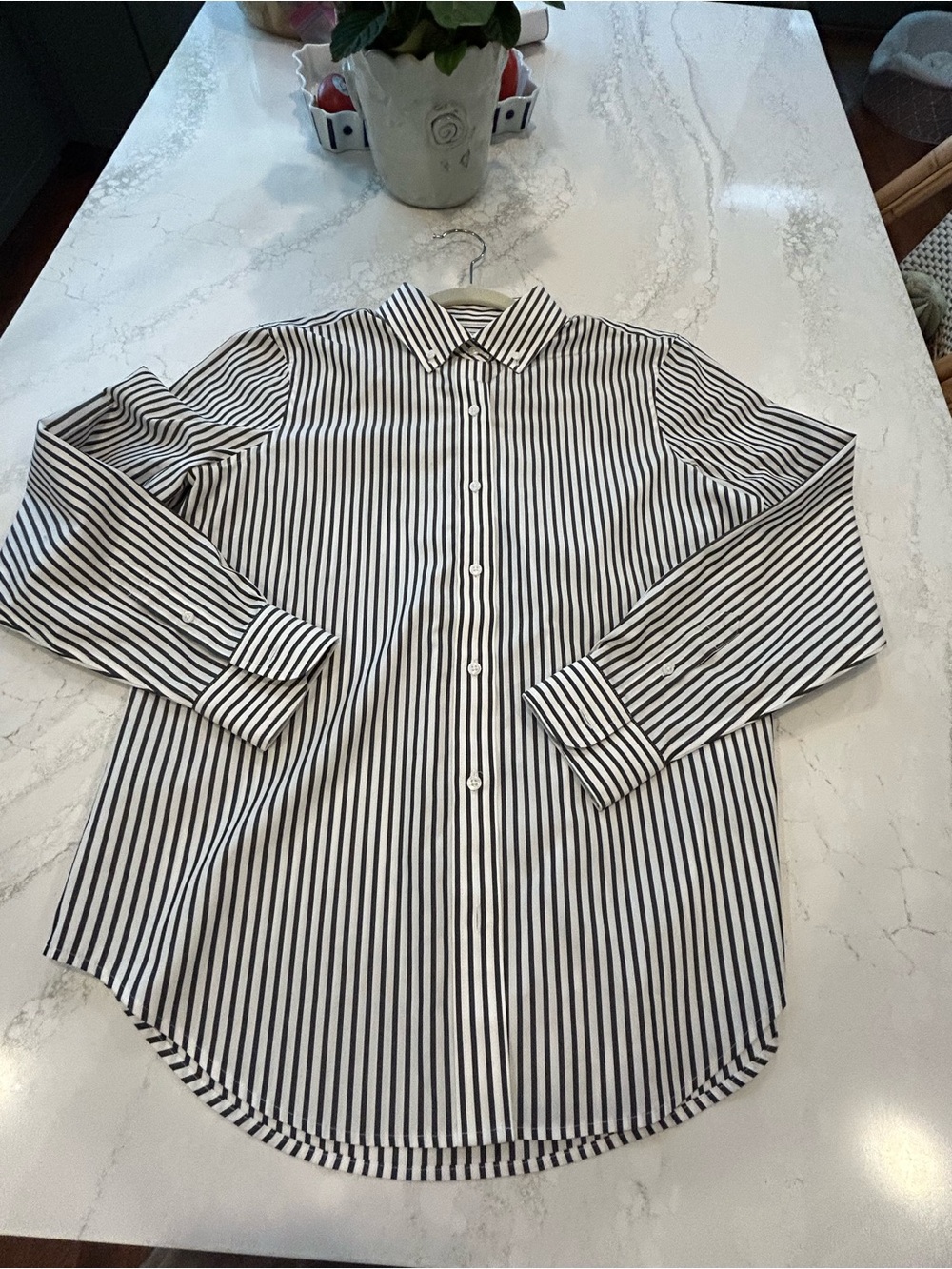 Black and White Stripe Classic Button Down Shirt Size 8